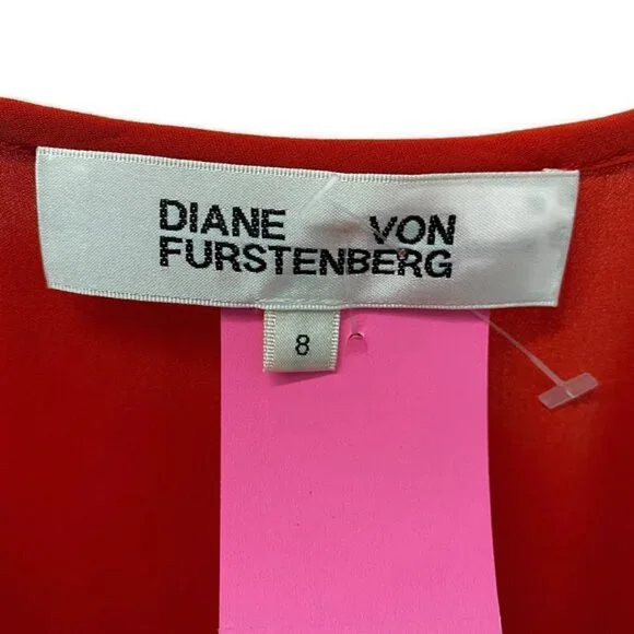 Diane Von Furstenberg Red Silk Faux Wrap Dress - Picture 4 of 4